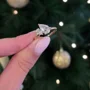 Bague de fiançailles en argent sterling blanc et couleur or jaune avec diamant taille poire