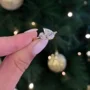 Bague de fiançailles en argent sterling blanc et couleur or jaune avec diamant taille poire