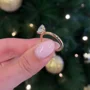 Bague de fiançailles en argent sterling blanc et couleur or jaune avec diamant taille poire