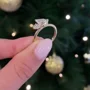 Bague de fiançailles en argent sterling blanc et couleur or jaune avec diamant taille poire