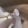 Oval Cut Diamond White Yellow Gold Sterling Silver Classic Engagement Ring
