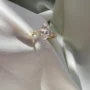 Bague de fiançailles en argent sterling blanc et or jaune avec diamant taille marquise