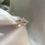 Bague de fiançailles en argent sterling blanc et or jaune avec diamant taille marquise