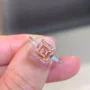 Bague de fiançailles en argent sterling 925 avec saphir rose taille Asscher