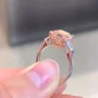 Bague de fiançailles en argent sterling 925 avec saphir rose taille Asscher