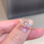 Bague de fiançailles en argent sterling 925 avec saphir rose taille Asscher