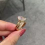 Yellow Gold Pear Cut White Sapphire Sterling Silver Twisted Engagement Ring