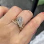 Yellow Gold Pear Cut White Sapphire Sterling Silver Twisted Engagement Ring