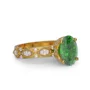 Bague de fiançailles en argent 925 et or jaune vert émeraude à taille ovale