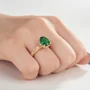 Bague de fiançailles en argent 925 et or jaune vert émeraude à taille ovale