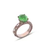 Bague de fiançailles en argent 925 en or rose vert émeraude à taille ovale