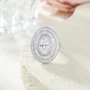 Bague de fiançailles en argent sterling avec halo en diamant blanc de taille ovale