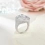 Bague de fiançailles en argent sterling avec halo en diamant blanc de taille ovale