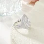 Bague de fiançailles en argent sterling avec halo en diamant blanc de taille ovale