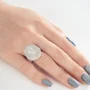 Bague de fiançailles en argent sterling avec halo en diamant blanc de taille ovale