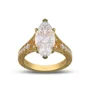 Bague de fiançailles en argent et or jaune avec diamant de taille marquise