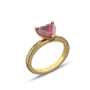 Bague de fiançailles en argent en or jaune avec diamant de taille cœur