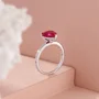 Bague de fiançailles en argent blanc avec diamant de taille cœur