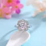 Bague de fiançailles en argent sterling avec diamant taille princesse et halo