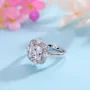 Bague de fiançailles en argent sterling avec diamant taille princesse et halo
