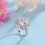 Bague de fiançailles en argent sterling avec diamant taille princesse et halo