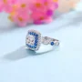 Bague de fiançailles en argent sterling blanc avec diamant taille coussin et halo
