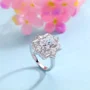 Bague de fiançailles en argent sterling blanc avec diamant taille coussin et halo