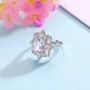 Bague de fiançailles en argent sterling blanc avec diamant taille coussin et halo