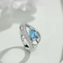 Bague de fiançailles Art Déco en argent sterling bleu aigue-marine taille poire