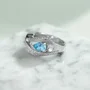Bague de fiançailles Art Déco en argent sterling bleu aigue-marine taille poire
