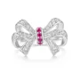 Bague pour femme en argent sterling rose à taille ronde avec nœud papillon