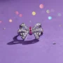 Bague pour femme en argent sterling rose à taille ronde avec nœud papillon