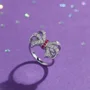 Bague pour femme en argent sterling rose à taille ronde avec nœud papillon