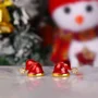 Boucles d'oreilles puces en forme de chapeau de Père Noël, or blanc et jaune et argent sterling, diamants taille ronde
