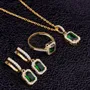 Émeraude verte à taille radieuse argent sterling 925 or jaune parure halo