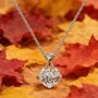 Collier pendentif en argent sterling avec pendentif cœur et nœud papillon en argent blanc et diamant taille cœur 18” (45cm) 