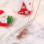 Collier à fermoir sapin de Noël en argent sterling, or rose blanc et diamants taille poire