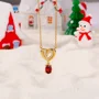 Collier pendentif cœur ovale en or jaune et argent sterling avec rubis taillé, cadeau pour elle