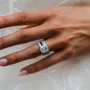 Bague en argent 925 avec diamant radiant blanc en 3 parties