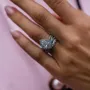 Bague 3 pièces en argent 925 avec diamant blanc en forme de poire et de halo