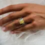 Bague en argent 925 avec citrine jaune à taille radieuse 3 pièces