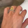 Bague en argent 925 avec citrine jaune à taille radieuse 3 pièces