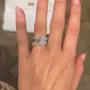 Bague en argent 925 avec solitaire en argent blanc et diamant poire