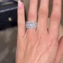 Bague en argent sterling 925 à 3 pierres en diamant blanc taille émeraude