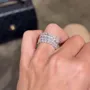 Bague en argent sterling 925 à 3 pierres en diamant blanc taille émeraude