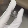 Bague à halo caché en argent sterling 925 avec diamant ovale blanc