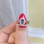 Bague de fiançailles en argent 925 avec saphir bleu de taille ovale