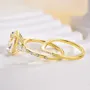 Bague 3 pierres en argent jaune et or blanc avec diamant ovale