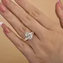 Bague 3 pierres en argent jaune et or blanc avec diamant ovale