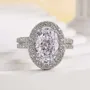Bague en argent sterling ornée d'un diamant de taille ovale